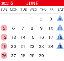 2022年6月の開館カレンダー